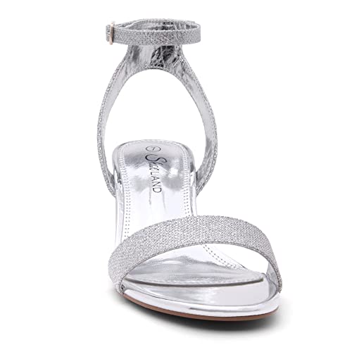 Women's Low Heels ?C 2.75 Inch Chunky Block Heeled Sandals | Clear Sandals, Open Toe Dressy Short Heels with Ankle Strap for