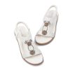 Clearance Women Flat Sandals wide-fit Arch Support Boho Braided Sandals Comfort Walking Beach Ankle Elastic Summer Shoes Black