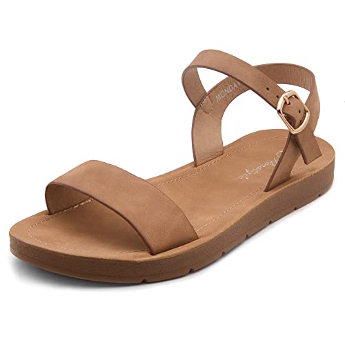 Flat Sandals for Women ??Open Toe 1 Band Ankle Strap Summer Dressy Sandals, Lightweight Casual Strappy Slip-On Flats with