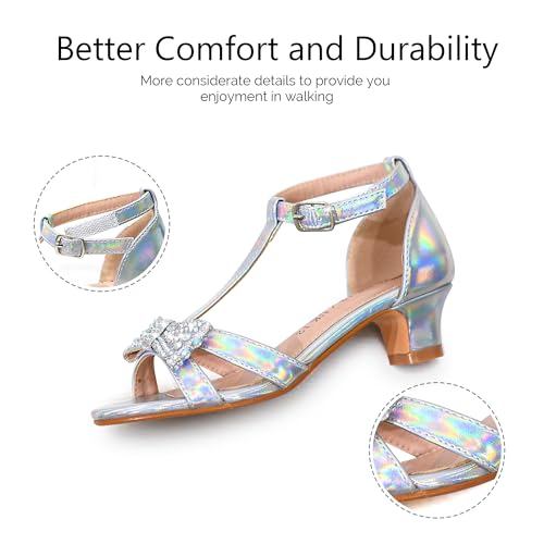 Girls Sandals Kids Strap Low Medium Heel Dress Open Toe Sandals