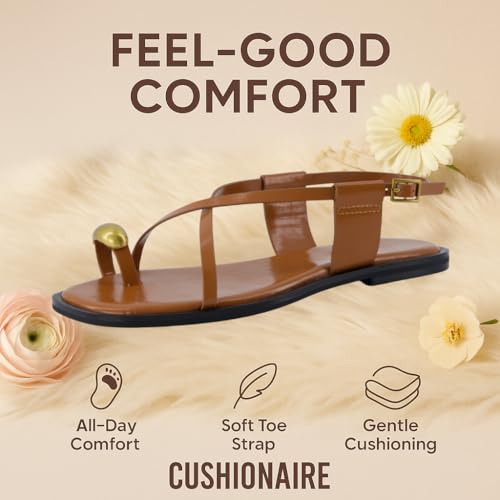 Corfu Flat Sandals for Women ??Strappy Design with Toe Loop and Adjustable Ankle Strap ??Lightweight Summer Dress Sandal