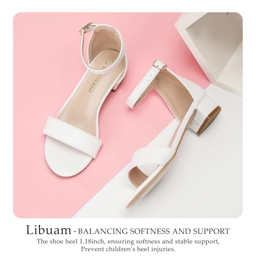 Girls fashion Sandals Heels Dress Pump Ankle Strap Open Toe Flower Girl Wedding Party for Little Big Kid