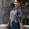 Women's Long 3/4 Sleeve Embroidered Chiffon Gown