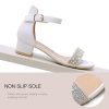 Girls Sandals Low Heels Ankle Strap Open Toe Dress Shoes Flower Girl Party Wedding Shoes for Girls