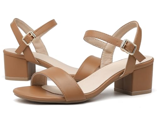 Women's Open Toe Ankle Strap Glitter Low Block Chunky Heels Sandals Dress Pumps Shoes