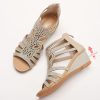 Women's Slide Wedge Sandal Open Toe High Heel Zipper Back Platform