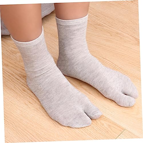 6 Pairs Breathable Two Toe Socks for Men and Women Comfortable Supple Crew Stockings with Skid Design Fit in White Black and