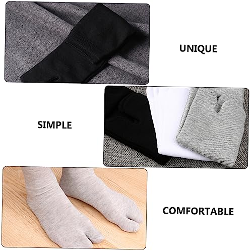 6 Pairs Breathable Two Toe Socks for Men and Women Comfortable Supple Crew Stockings with Skid Design Fit in White Black and