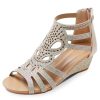 Women's Slide Wedge Sandal Open Toe High Heel Zipper Back Platform