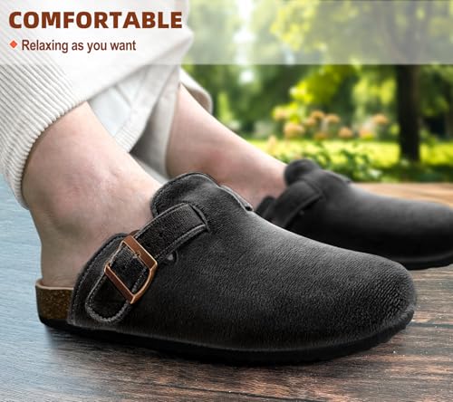 Women Clogs-Comfortable Mules Slippers Sandals Nurse Shoes Unisex for Men-Cushioned Footed Flannel-Lined Upper