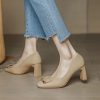 Women Everyday Low Block Chunky Heels Fashionable High Heels Design Formal Shoes Summer Autumn Brown Sandals