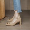 Women Everyday Low Block Chunky Heels Fashionable High Heels Design Formal Shoes Summer Autumn Brown Sandals