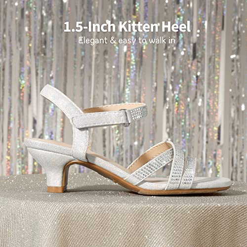 Girls Sandals Low Heel Dress Open Toe Sandals Flower Wedding Party for Little Kid/Big Kid