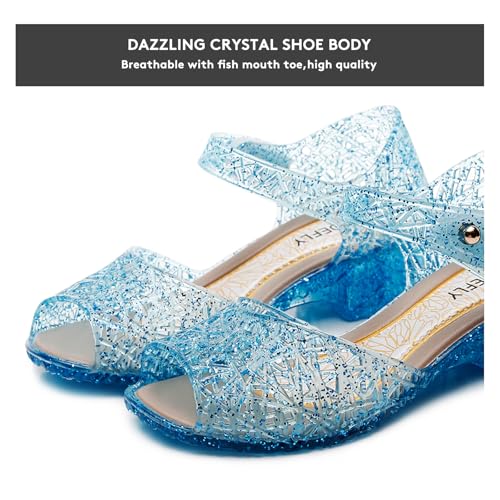 Princess Jelly Flats for Girls - Sparkly Dress Up Sandals for Birthday Party, Snow Queen Cosplay, Toddler & Kids (Ages 3-8) |