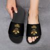 Queen Golden Bee Flat Sandals for Men Women Non-Slip Bathroom Beach Slippers House Shoes