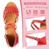 Girls Latin Dance Shoes Kids Low Heels Tango Salsa Ballroom Practice Dance Shoes, 1208,Red, 2 M Little Kid