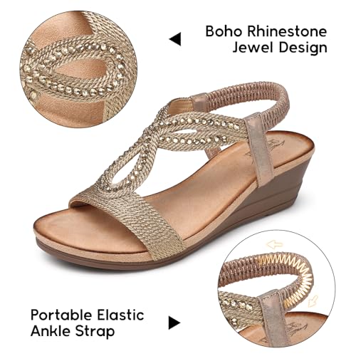 Wedge Sandals for Women Dressy: Summer Low Wedges Comfortable Open Toe Sandals