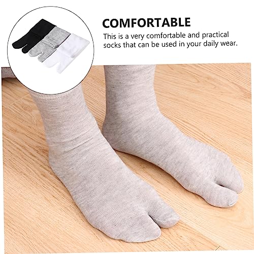 6 Pairs Breathable Two Toe Socks for Men and Women Comfortable Supple Crew Stockings with Skid Design Fit in White Black and