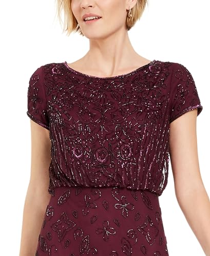 Women's Short Sleeve Beaded Gown