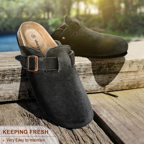 Women Clogs-Comfortable Mules Slippers Sandals Nurse Shoes Unisex for Men-Cushioned Footed Flannel-Lined Upper