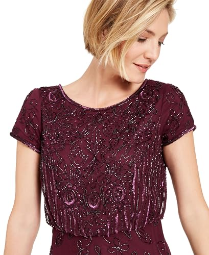 Women's Short Sleeve Beaded Gown