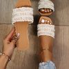 51dBVCU5PUL.jpg Women's Summer Beach Flat Cute Sandals 2025 Color Block Faux Pearls Decor Leather Flat Slides