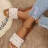 51gr9efahEL.jpg Women's Summer Beach Flat Cute Sandals 2025 Color Block Faux Pearls Decor Leather Flat Slides