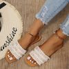 51laHok9FHL.jpg Women's Summer Beach Flat Cute Sandals 2025 Color Block Faux Pearls Decor Leather Flat Slides