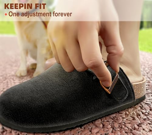 Women Clogs-Comfortable Mules Slippers Sandals Nurse Shoes Unisex for Men-Cushioned Footed Flannel-Lined Upper