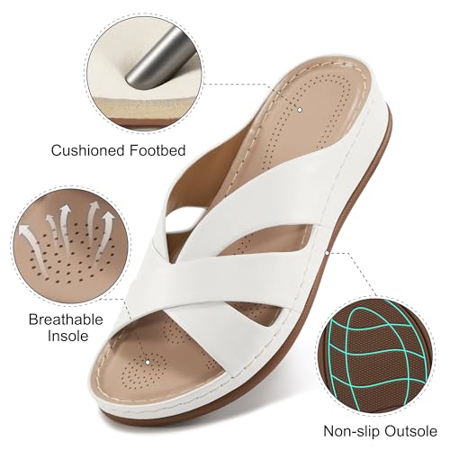 Womens Sandals Wedge Shoes: Dressy Summer Low Platform Slides Comfortable Walking Beach Sandals for Women 2025