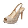 Women's High Heels Platform Dress Rhinestones Peep Toe Pumps Shoes
