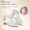 Girls High Heels Dress Pump Sandals Glitter Wedding Flower Party Princess Shoes for Kids Toddler