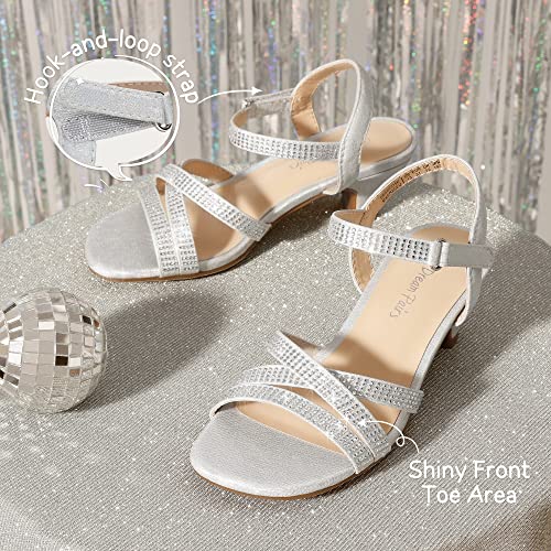 Girls Sandals Low Heel Dress Open Toe Sandals Flower Wedding Party for Little Kid/Big Kid