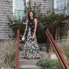 Women's Long Sleeveless Embroidered A-line Dress