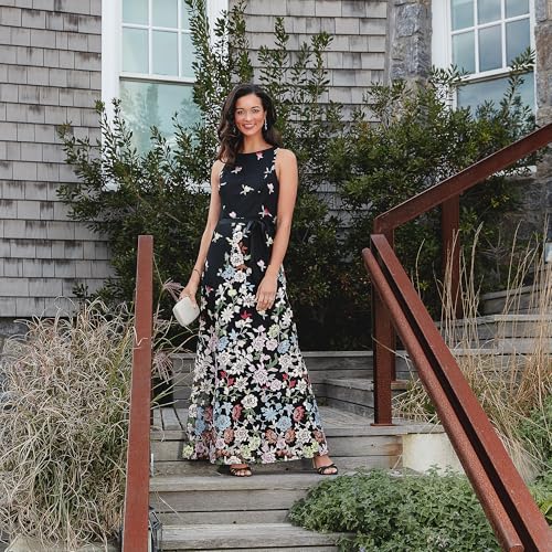 Women's Long Sleeveless Embroidered A-line Dress